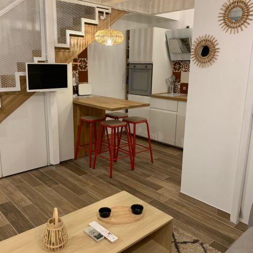 Vue cuisine du canapé